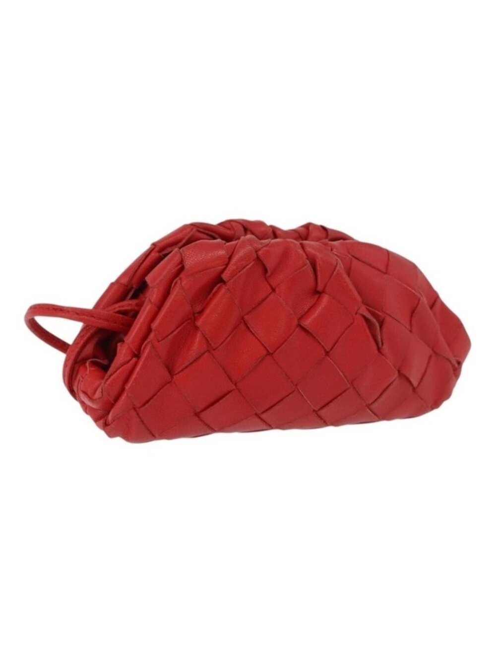 Authentic BOTTEGA VENETA INTRECCIATO Shoulder Bag Leather Red